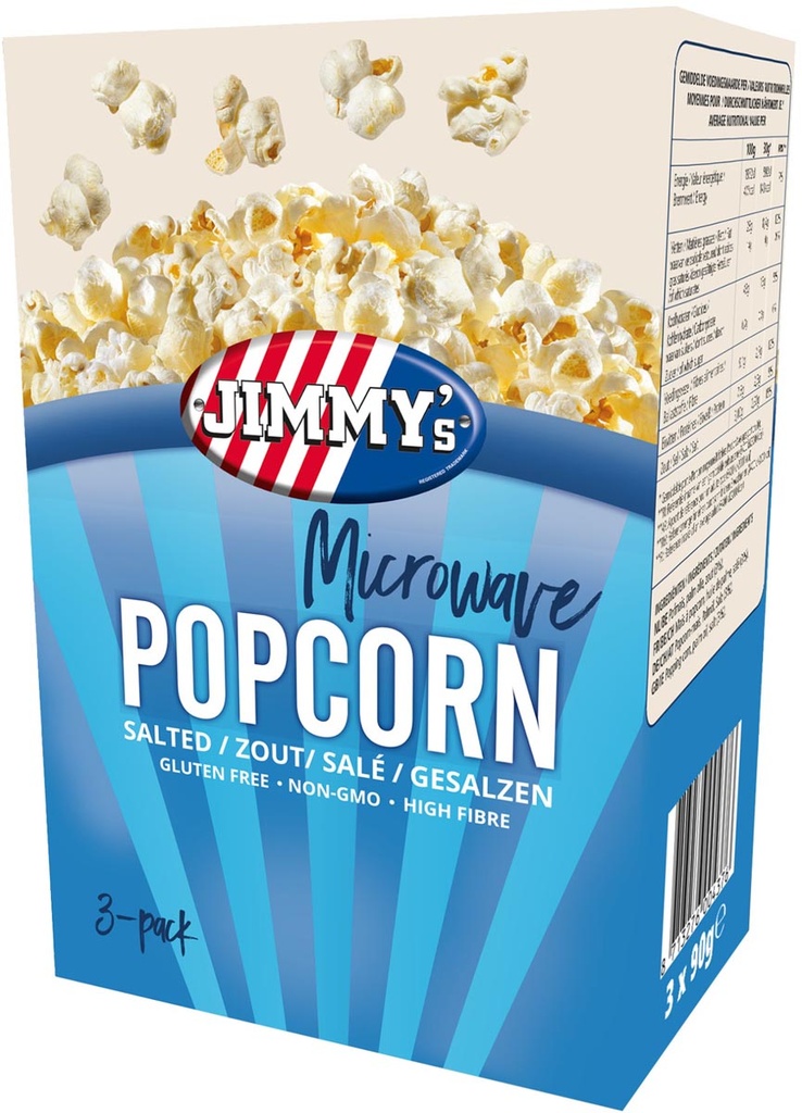 Popcorn Jimmy's Popcorn Microwave zout doos van 3x90g