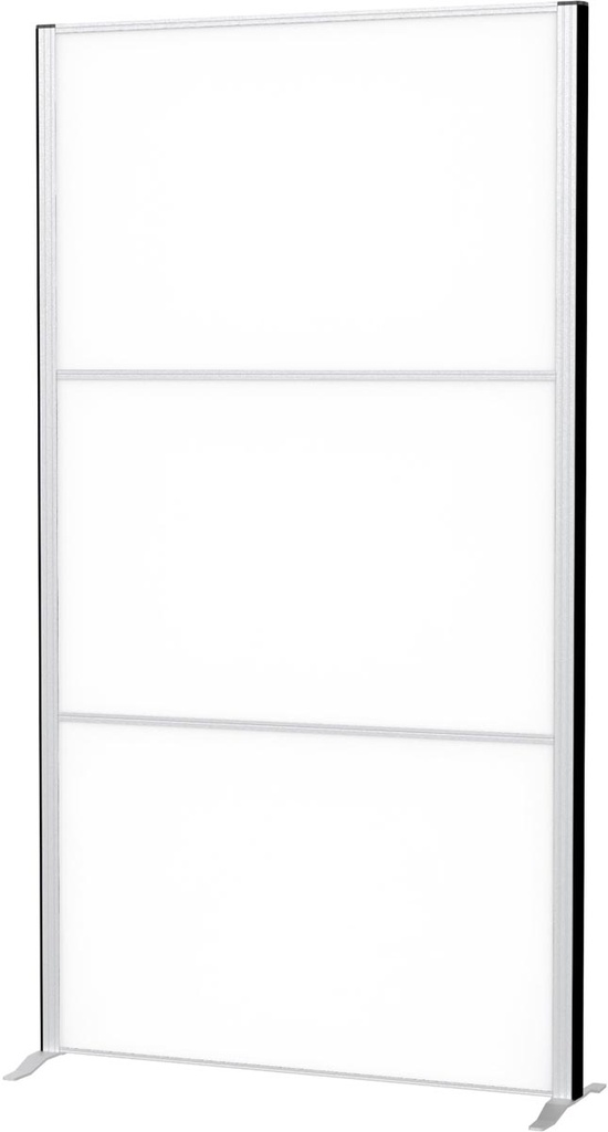 Scheidingswand MAULconnecto 180x100cm 3 panelen whiteboard en frame zilver met voet