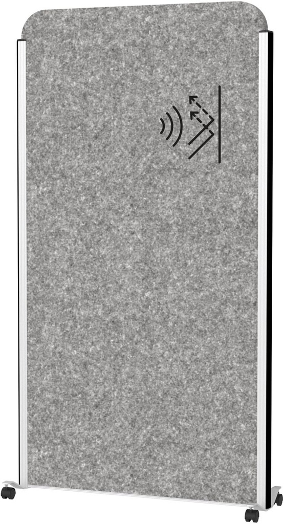 Akoestische scheidingswand MAULcocoon 180x100cm donkergrijs en frame zilver met wielen mobiel