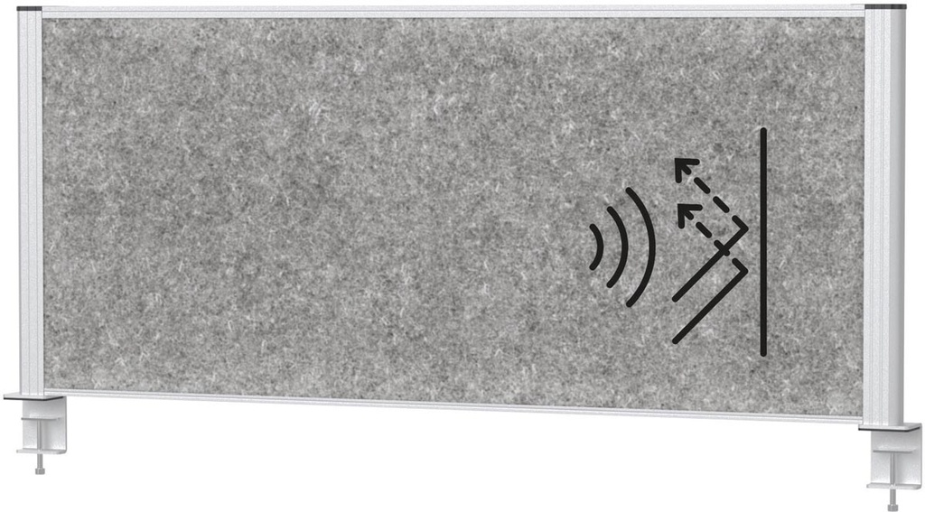 Akoestisch bureauscherm MAULconnecto 120x50cm donkergrijs frame zilver