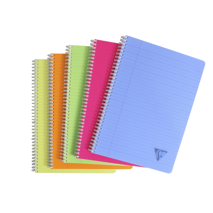 Spiraalschrift Clairefontaine Linicolor Fresh PP A4 180blz met kantlijn assorti