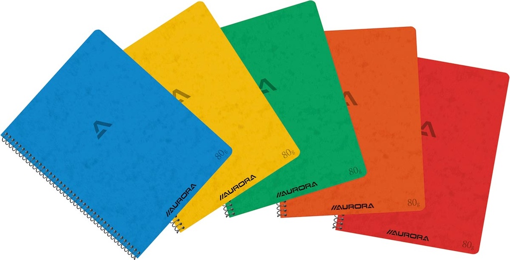 Spiraalschrift Aurora Writing 80 karton A5 16,5x21cm 120blz met kantlijn assorti
