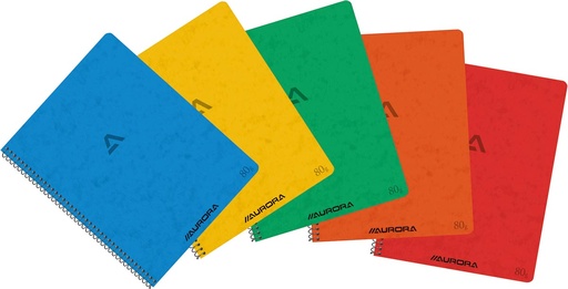 [KAN-2160KC] Spiraalschrift Aurora Writing 80 karton A5 16,5x21cm 120blz met kantlijn assorti (com. geruit)