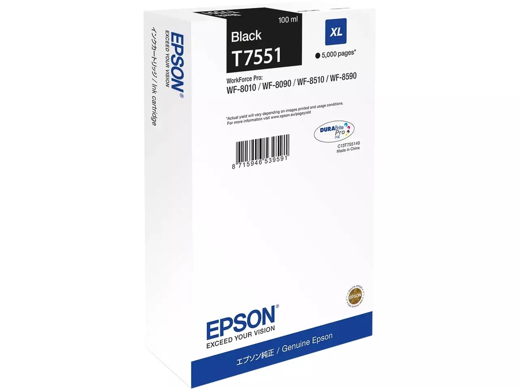 Cartridge Epson Inkjet T75514N 5000 pag. (100ml) WF PRO XL BK