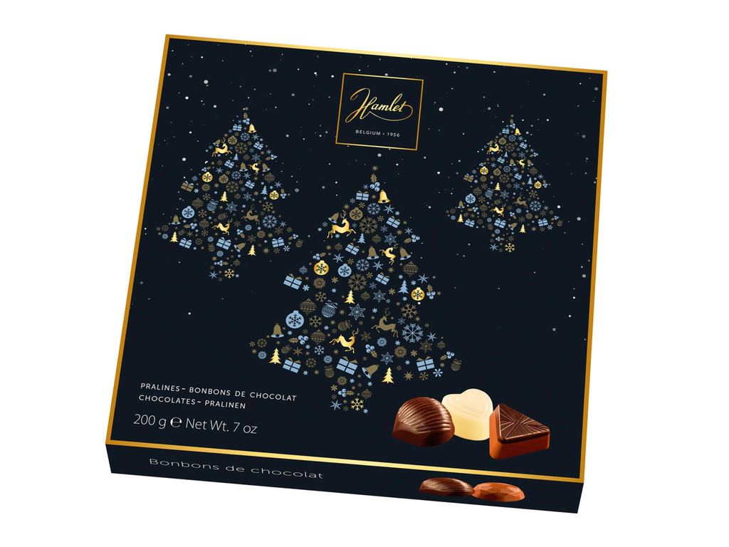 Chocolade Hamlet kerstboom doos 200g