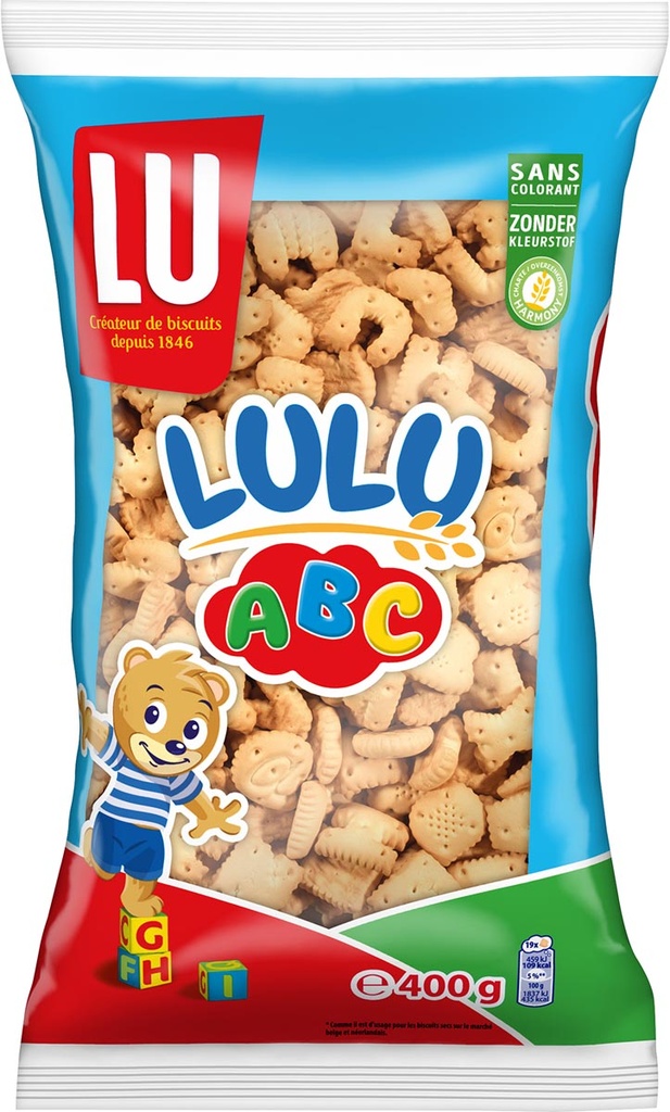 Koekjes LU Lulu ABC letterkoekjes zak 400g