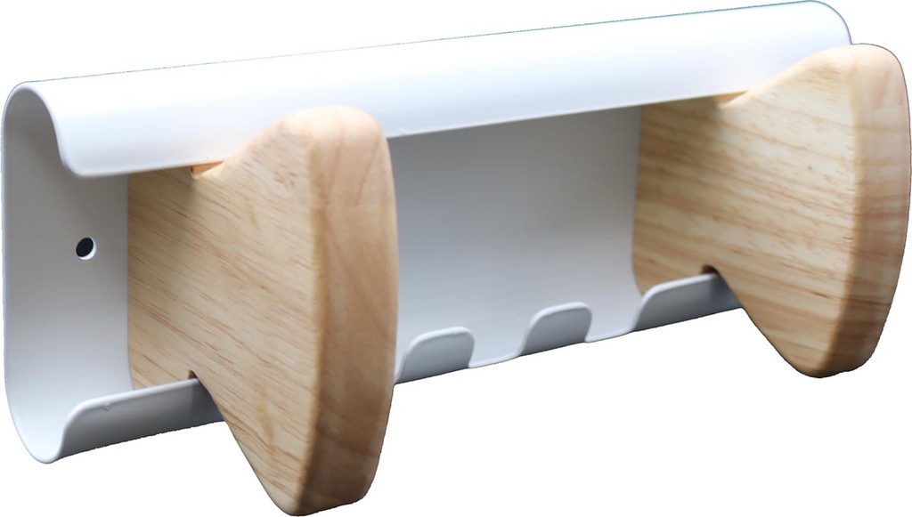 Muurkapstok Unilux Aurora staal en hout beuk 2 haken wit