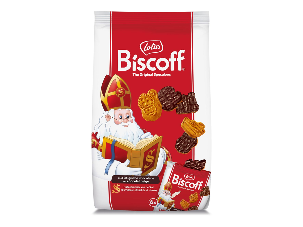 Koekjes Lotus speculoos Sinterklaas met chocolade pak 6x25g