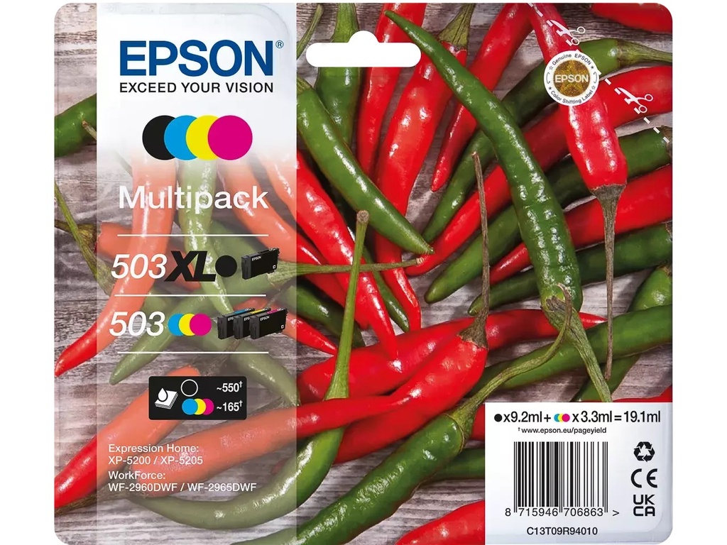 Cartridge Epson Inkjet 503XL/503 1x550/3x165 pag. VALUE PACK (Bk/Cy/Mag/Yel)