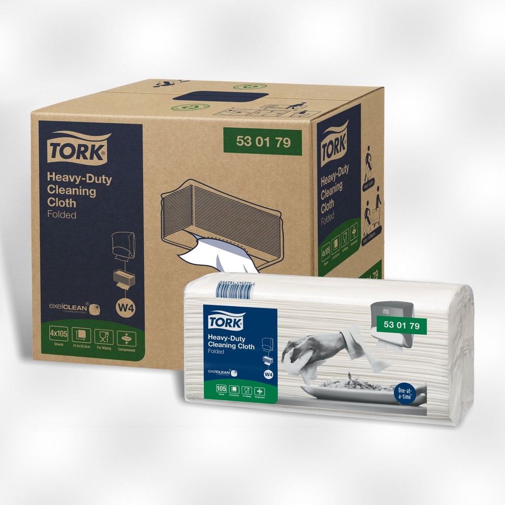 Reinigingsdoek Tork heavy-duty W4 1-laags 105vel wit (4)