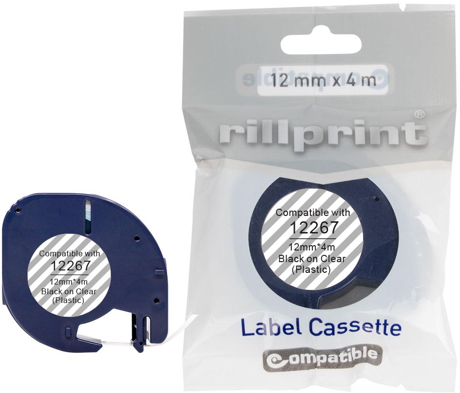 Compatibele tape voor Letratag 12267 plastic 12mmx4m transparant 