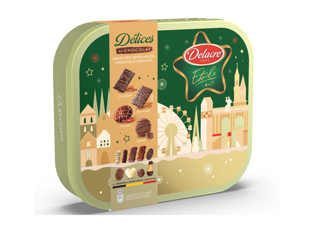 Koekjes Delacre Délices au chocolat blikken doos van 485g