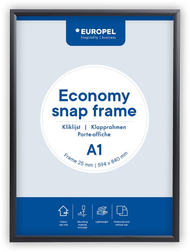 Kliklijst Europel Economy A1 lijst 25mm zwart