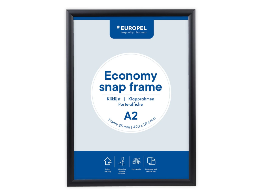 Kliklijst Europel Economy A2 lijst 25mm zwart