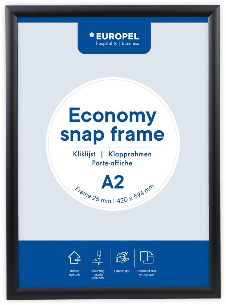 Kliklijst Europel Economy A2 lijst 25mm zwart