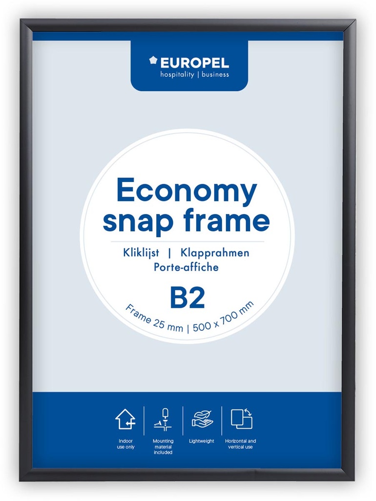 Kliklijst Europel Economy B2 500x700mm lijst 25mm zwart