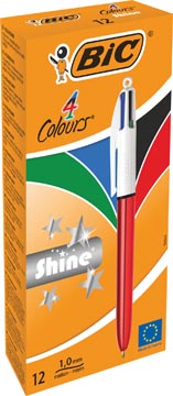 Balpen Bic 4 Colours Shine rood