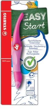 Roller Stabilo EasyOriginal blauwe inkt rechtshandig blister roze