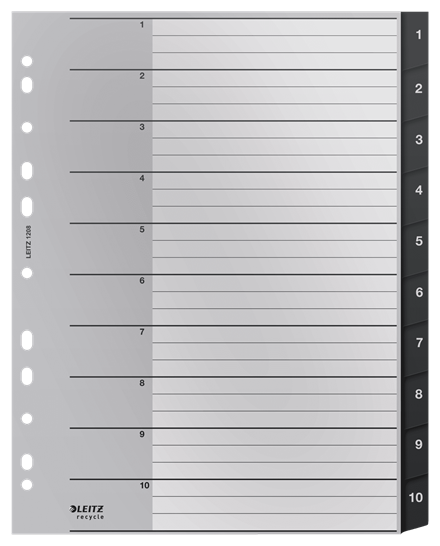 Tabbladen Leitz Recycle index PP A4+ 1-10 zwart