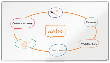 Whiteboard Nobo Premium Plus widescreen emaille 188x106cm (85") magnetisch