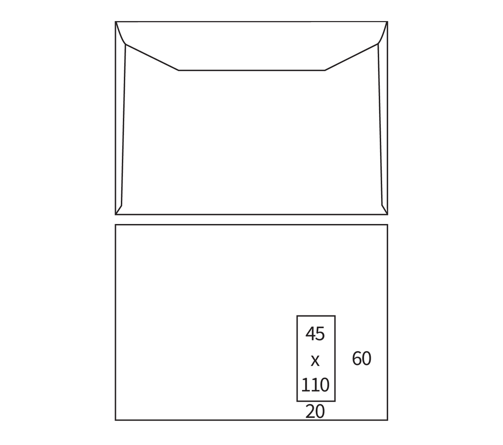 Zakomslag 229X324 wit gegomd klep lange zijde M/V rechts (250)