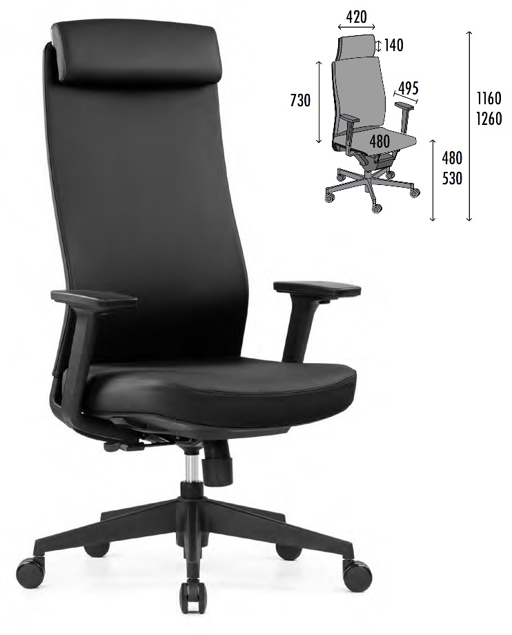 Bureaustoel Chicago ecoleder zwart + 4D armleuning