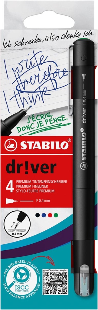 Fineliner Stabilo dr!ver fijne punt 0,4mm assorti (4)