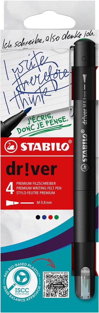 Fineliner Stabilo dr!ver medium punt 0,8mm assorti (4)
