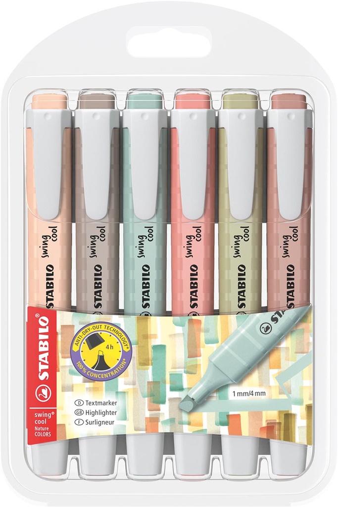 Markeerstift Stabilo Swing Cool Naturecolor assorti (6)