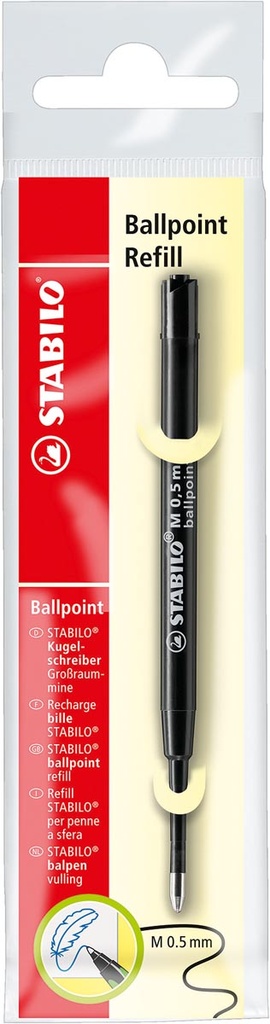 Navulling balpen Stabilo medium punt 0,5mm zwart