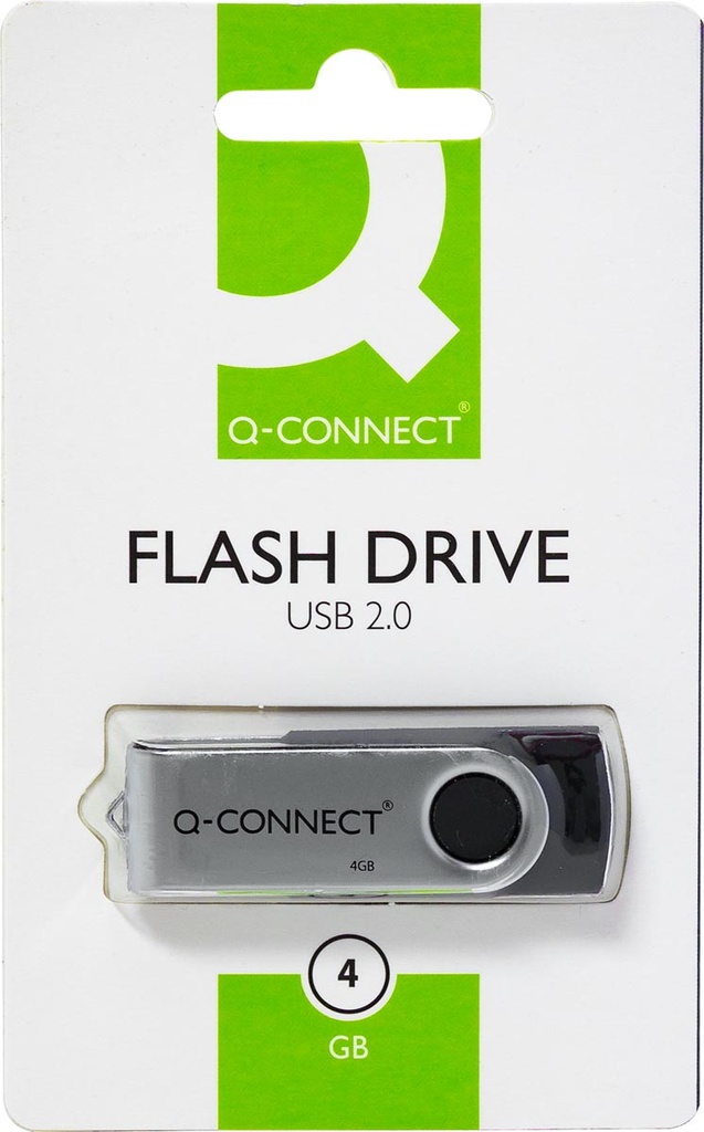 USB-stick 2.0 Q-Connect 4 GB zwart-zilver