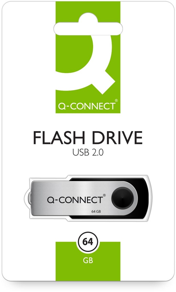 USB-stick 2.0 Q-Connect 64 GB zwart-zilver