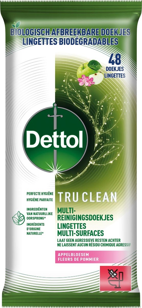 Reiningsdoekjes Dettol TruClean appelbloesem (48)