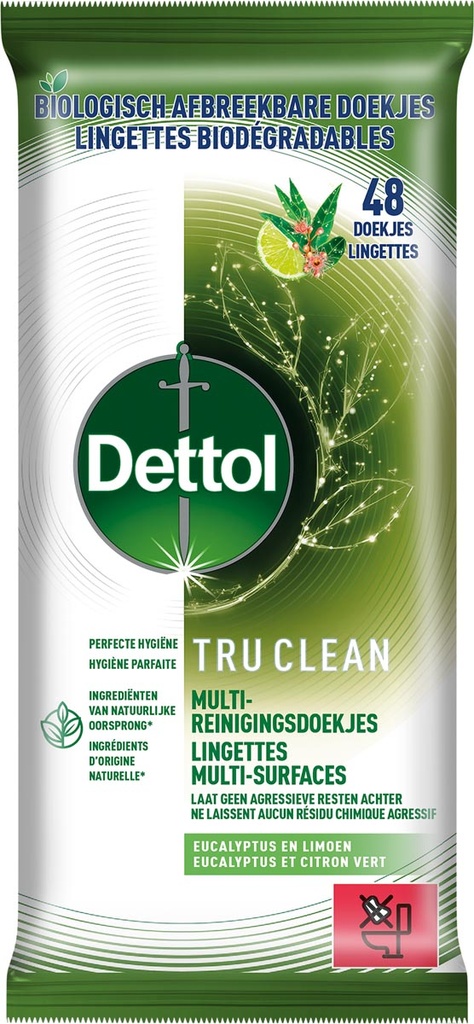 Reiningsdoekjes Dettol TruClean eucalyptus en limoen (48)