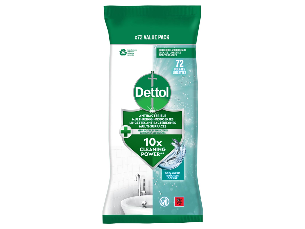 Reiningsdoekjes Dettol antibacterieel oceaanfris (72)