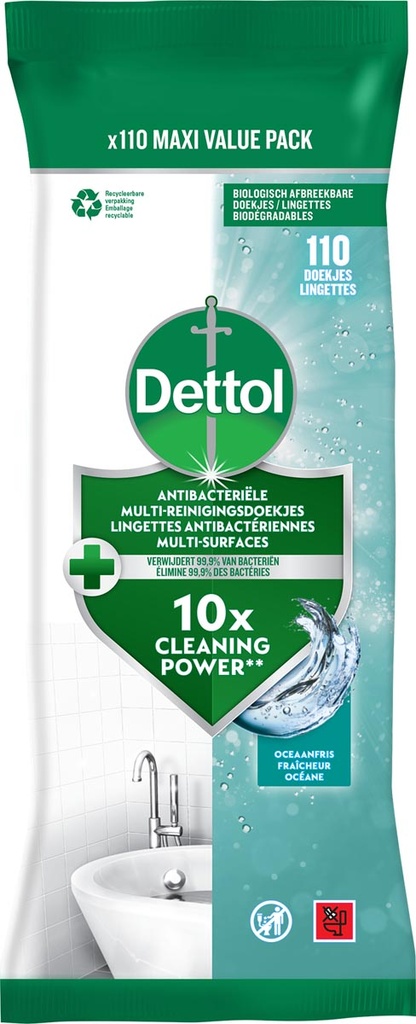 Reiningsdoekjes Dettol antibacterieel oceaanfris (110)