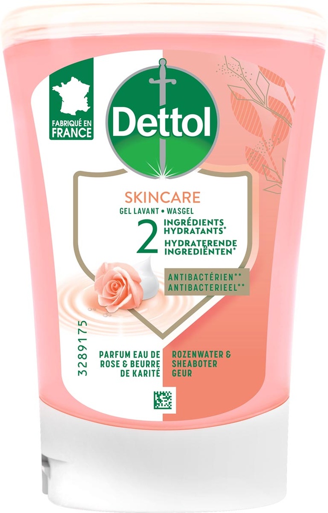 Navulling handzeep Dettol Nourish no touch rozenwater en sheaboter 250ml