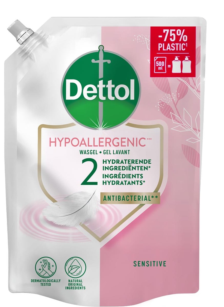 Navulling handzeep Dettol Hypoallergenic 500ml