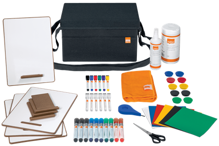 Draagtas Nobo inclusief mini whiteboards en accessoires grijs