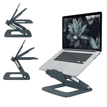 Laptopstandaard Leitz Ergo aanpasbare multihoek donkergrijs
