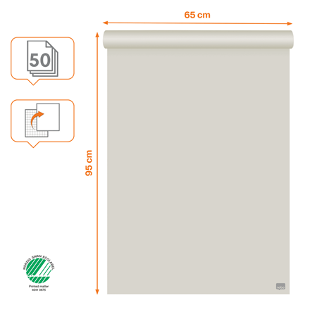 Papierblok voor flipchart Nobo 65x95cm standaard op rol geruit/blanco 70gr 50vel