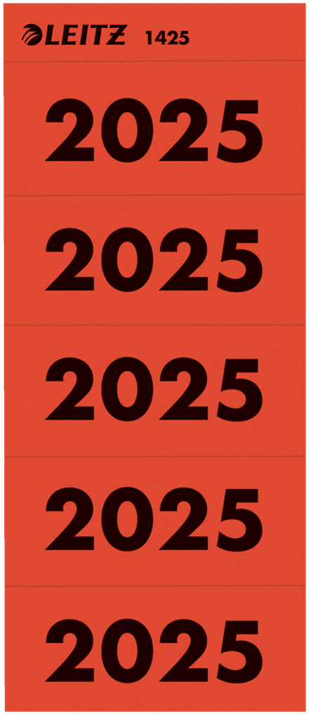 Rugetiket Leitz jaartal 2025 zelfklevend rood (100)