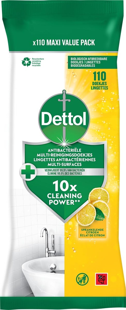Reiningsdoekjes Dettol antibacterieel citroen (110)