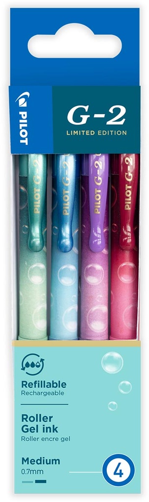 Roller Pilot G-2 Bubble blauwe inkt medium punt 0,7mm assorti (4)