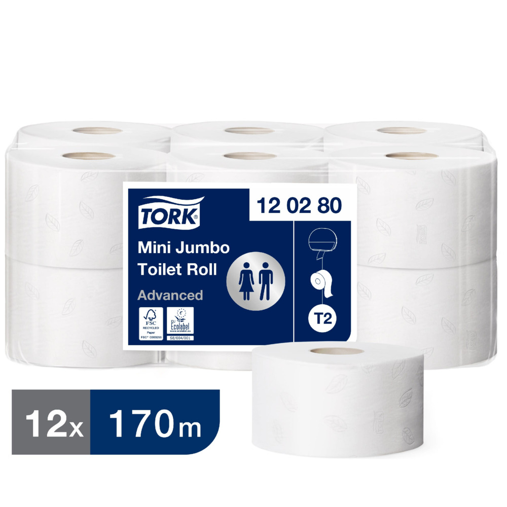 Toiletpapier Tork Advanced mini-jumbo T2 2-laags 170m (12)