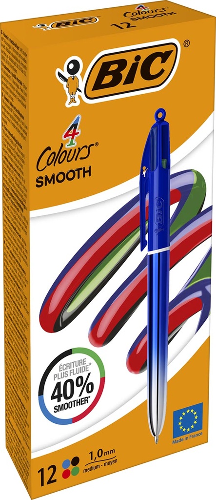 Balpen BIC 4 Colours Smooth Gradiant medium punt blauw