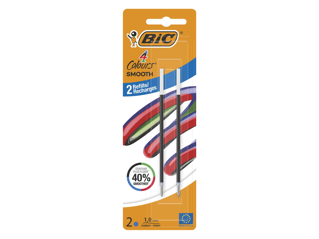 Balpenvulling BIC 4 Colours Smooth blauwe inkt medium punt (2)