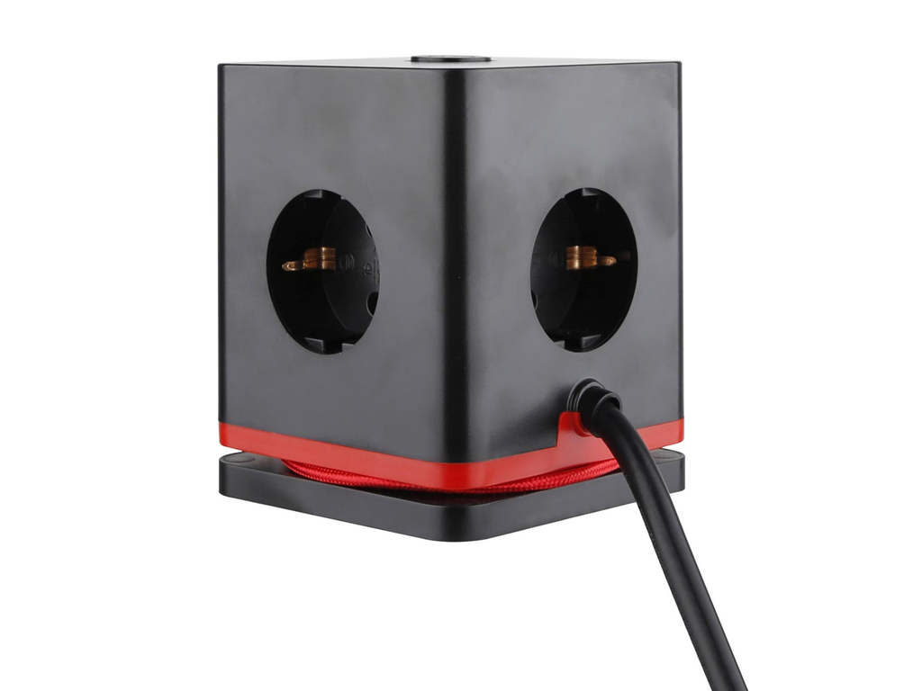 Contactdoos IOIO SW1000 3 stopcontacten en 3 USB-poorten kubus zwart