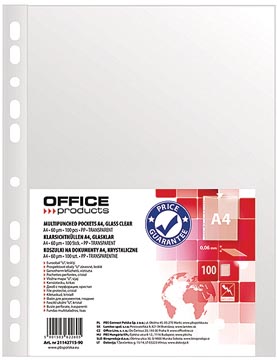 Showtas Office Products A4 60micron 11-gaats glashelder transparant pak (100)