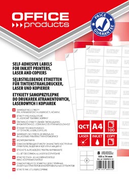 Etiketten Office Products 08 etik/bl 105x74mm wit rechte hoeken (100)
